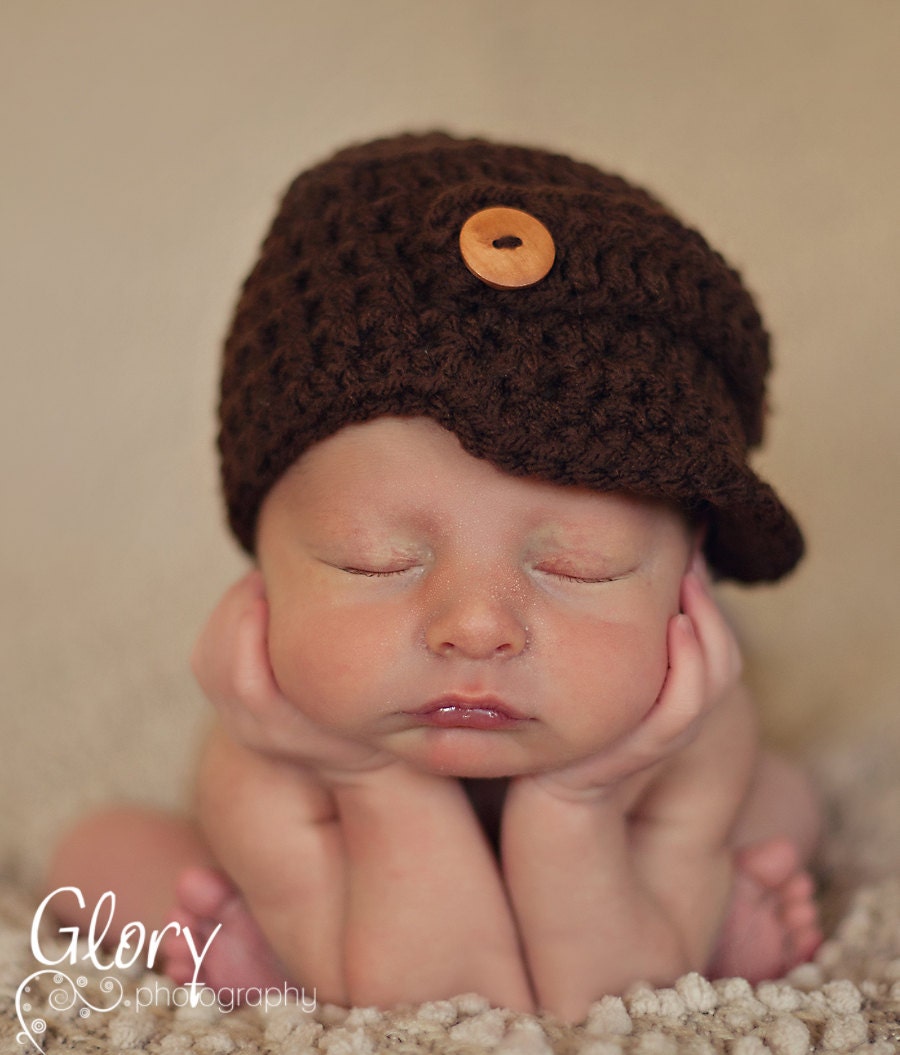 Baby Boy Hat Newborn Newsboy Hat Handmade Baby Boy Crochet Hat Infant Hat Baby Gift Baby Shower Gift