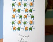 Illustrated art zine drawings and sketches 5x7
