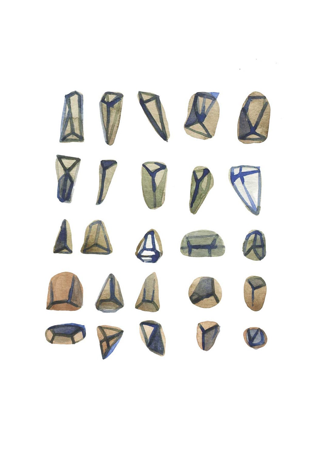 Diamonds - Louise Art Studio - As seen in West Elm's Catalogue - art print giclee - geometrical forms  - brown beige giclee print