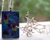 Original Water Lillies Glass Tile Art Collage Pendant Necklace made with recycled magazines