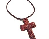 Rustic Clay Cross Necklace - Big Cross, Christian Jewelry, Terracotta, Women, Teen Girls, For Her, Reversible, Gift for Her, One of a Kind