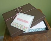 Gift Box and Gift Card for Note Cards in Chocolate Brown with Red Bakers Twine