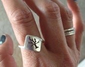 Handmade Reiki Infused Sterling Silver Hand-cut Tree Ring