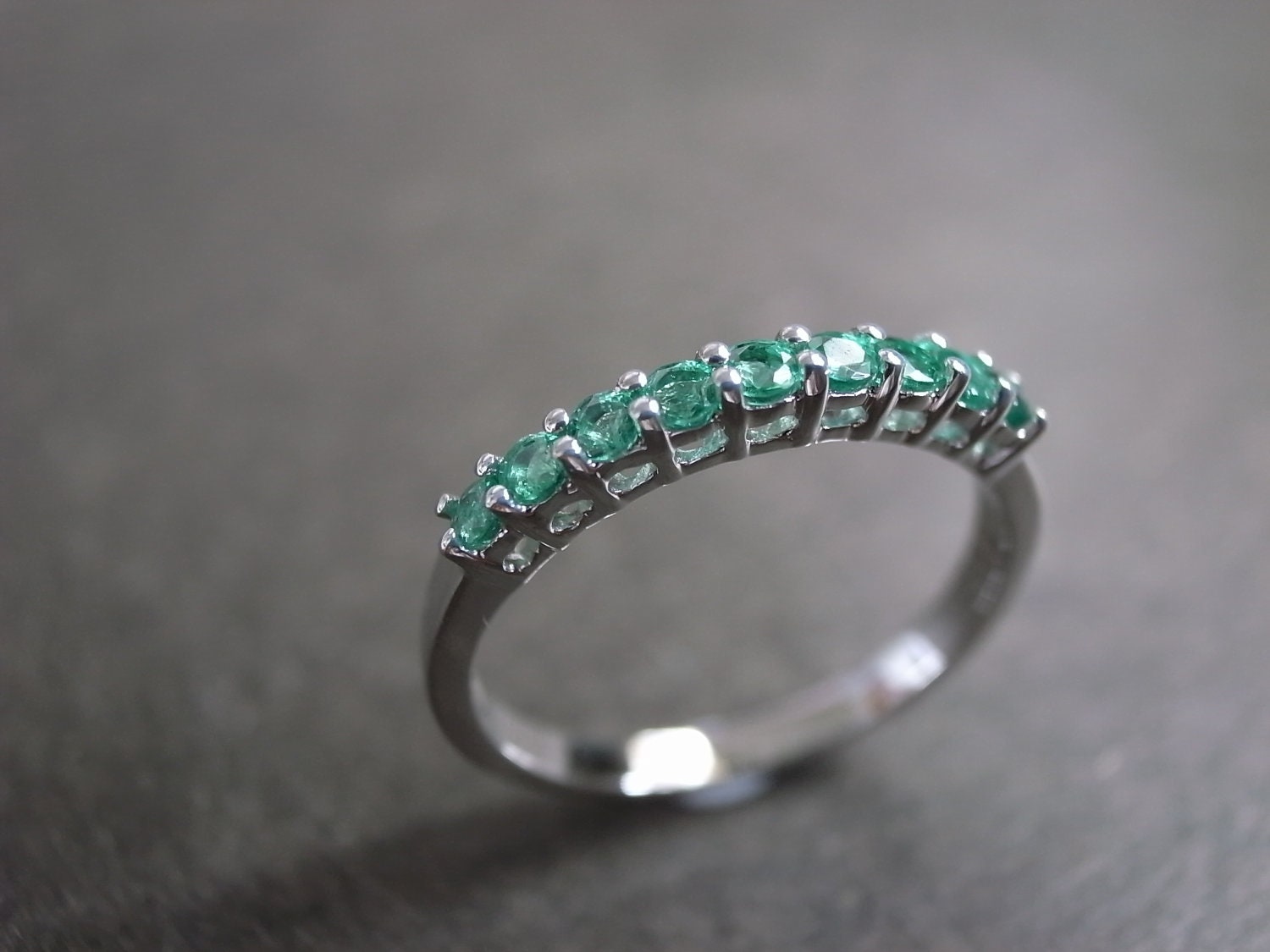 Emerald Wedding Ring in 14 White Gold