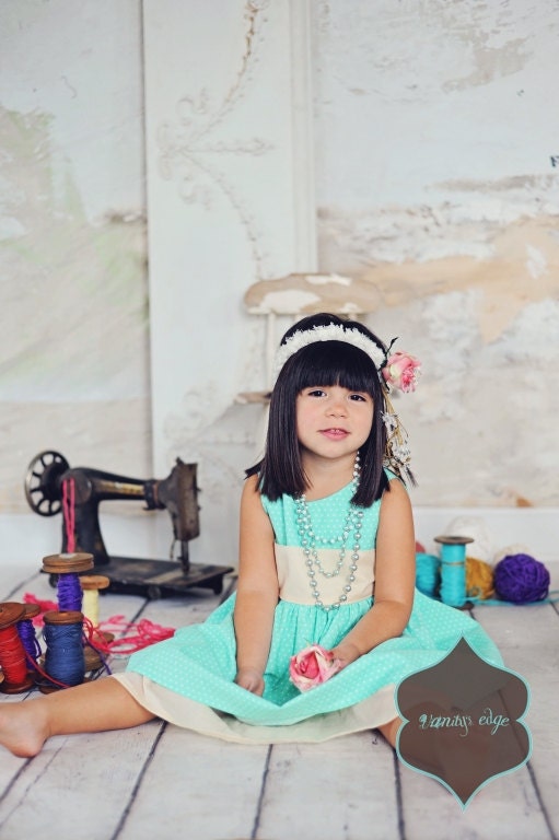 Aqua Dress - Vintage Modern - Size 3T Ready to Ship