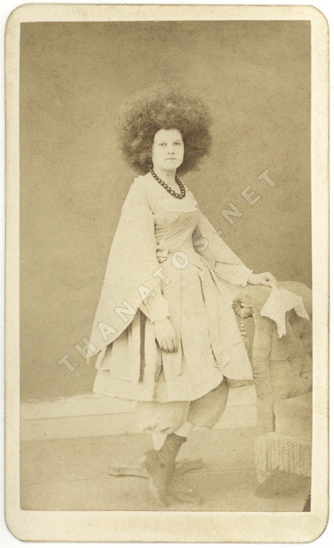 GREAT CDV Photo of Woman with Huge Hair Afro