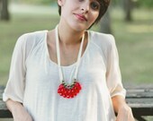 red briolette, brass and ivory necklace