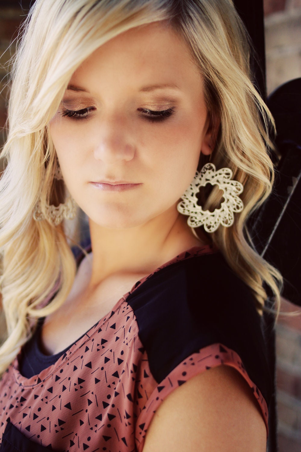 The ALICE - CREAMY White Large Wreath Shaped Filigree ANTHROPOLOGIE Earrings- Bridesmaid Gifts, Stocking Stuffer, Gift