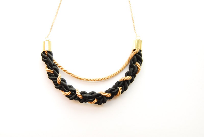 Cleopatra - Braided Rope Necklace Gold and Black