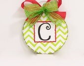 Monogram Christmas Ornament Chevron stripe personalized holiday Tree decoration