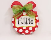 Personalized Christmas Tree Ornament polka dot monogram holiday decoration
