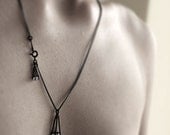 Eye . herkimer diamond oxidized sterling silver necklace