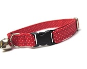 Cat Collar- Red and White Pin Dots