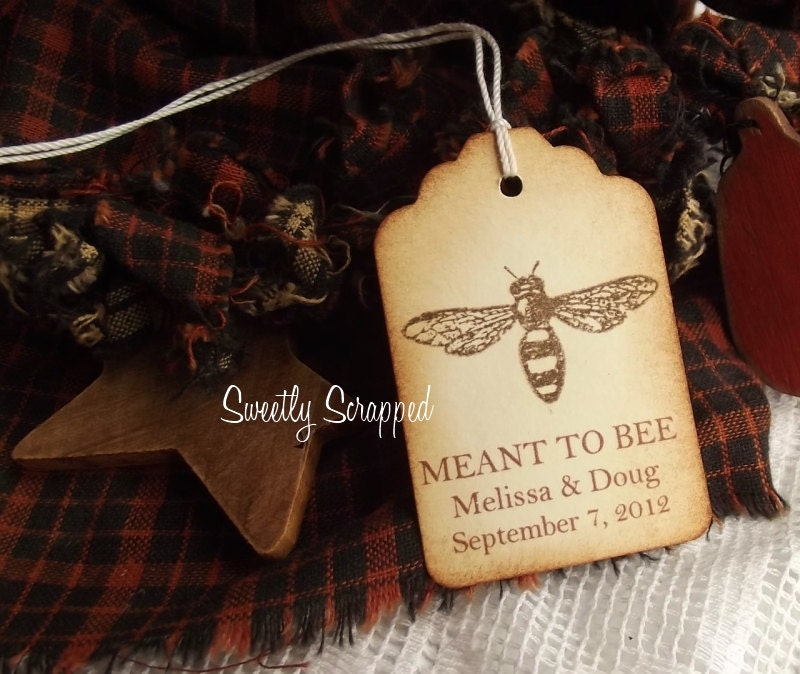 Meant to BEE Tags, Customize, Personalize, Brown with Bee, Wedding Favor Labels