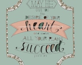 5x7 Giclee Print- Bible Verse Art- Christian Art, Scripture Art, Encouragement,Valentines Day, Heart, Mint, Coral