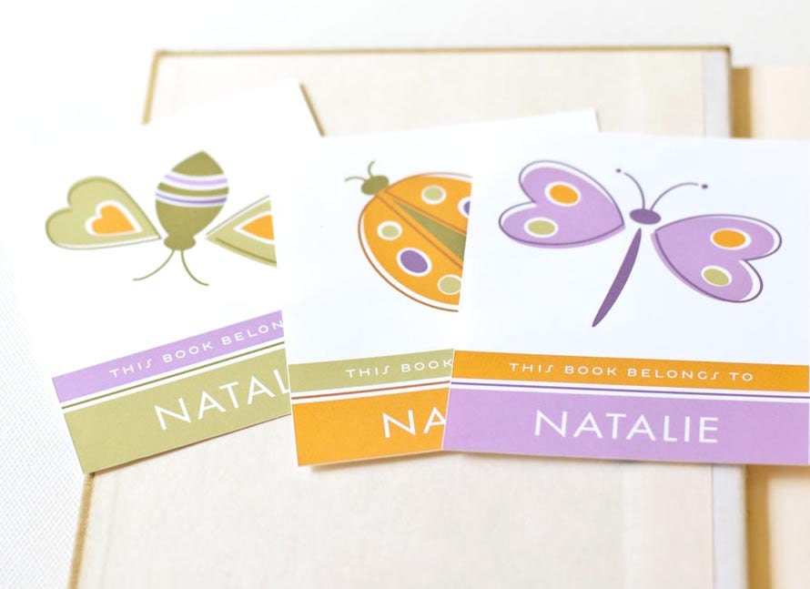 Personalized Bookplates, Childrens Bookplate Sticker Set // BUGABOO