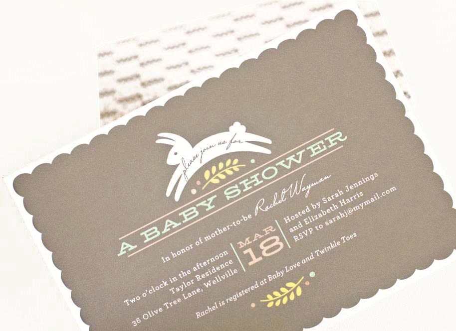 Baby Shower Invitation, Gender Neutral Baby Shower Invite // Set of 6 // LEAPING BUNNY