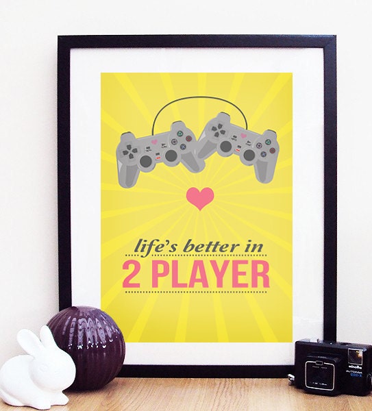 Playstation / Games Console "life's better in 2 player" Poster Print A3 / 11x14