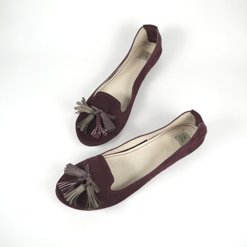 The Loafers Shoes in Burgundy Suede - Handmade Leather Shoes