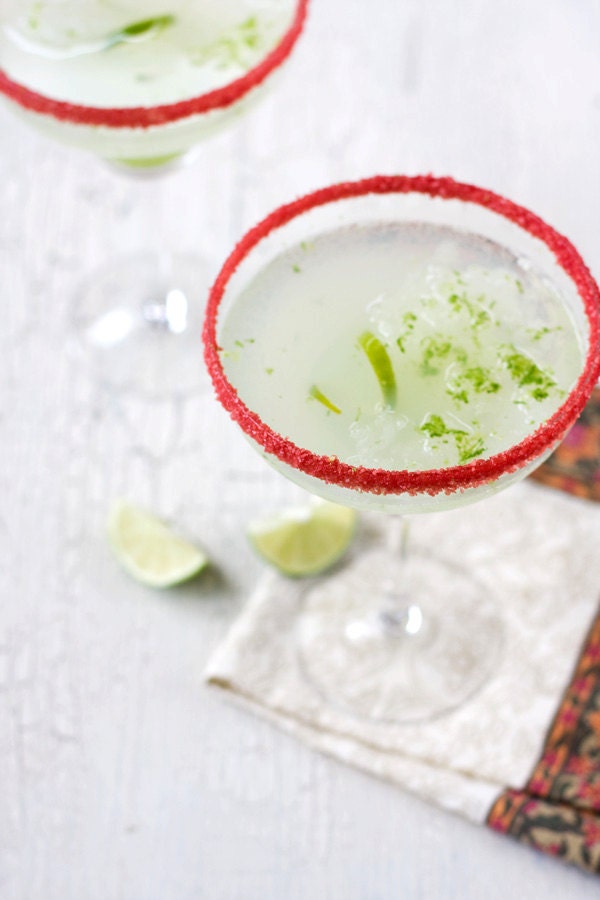 Red margarita salt - colored salt - rim salt for margarita drinks glasses - margarita recipes included