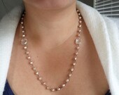 Antiqued Copper and Light Pink Necklace - MATCHING EARRINGS