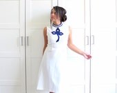 50s Dress / Pinup Wiggle Dress / 1950s Dress / Vintage White Dress / Pin Up Dress / size Medium