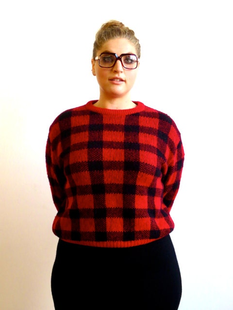 Vintage 1970's Wool Lumberjack Crewneck Sweater // Fall 2012 // Size L/XL 12/14