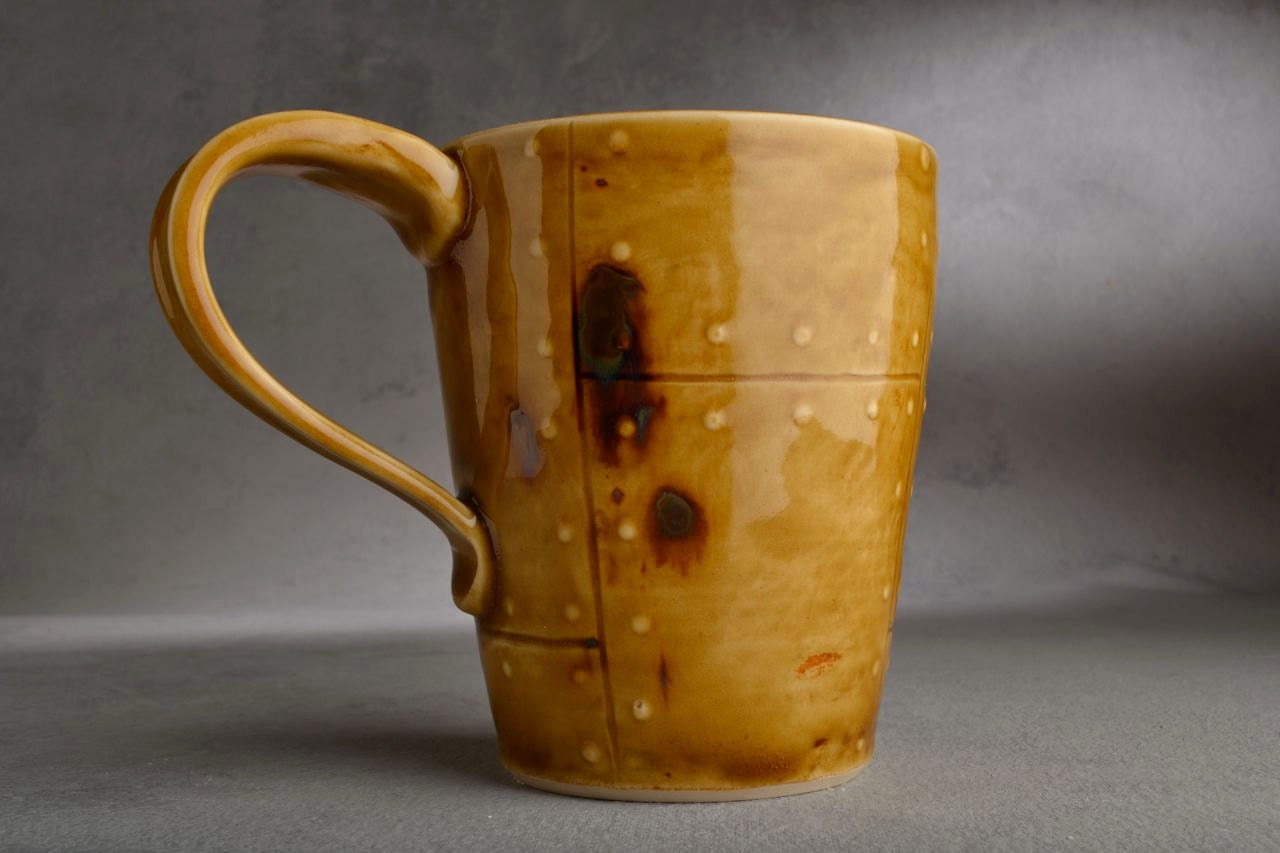 Coffee Mug Ready To Ship Amber Sheet Metal Stoneware Coffee Mug Cup by Symmetrical Pottery