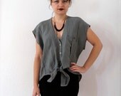 SALE Eshe Blouse - Slate Green Silk/Linen, L