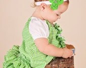Green Bloomer Diaper Cover Ruffle Bloomers Pants for Baby Toddler Newborn - Lime Green Gingham