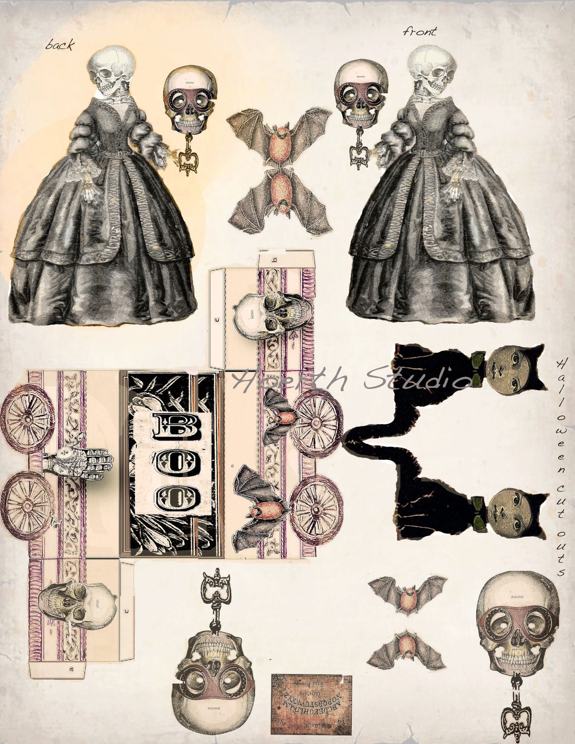 Printable Halloween Decor  steampunk collage cut outs