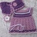 Waldorf Doll Clothes set of 3 : Lavender crochet dress, bolero and headband.