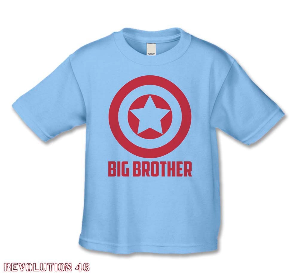 Big Brother Shirt -American Super Hero  Big Brother T-Shirt -( CA Big Brother 1070 RED ink ) Pregnancy Announcement