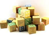 Set of 28 Wooden Alphabet Blocks - Vintage Alphabet Blocks