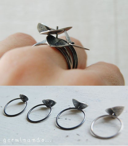 Stacking silver rings n4 "germinando" FREESHIPPINGFRANCE