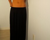 90s Black Maxi Skirt Long S M L DeadStock Boho Hippie Gypsy Grunge Acid Club Kid Spandex Festival Wear