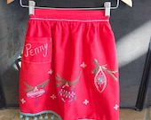 Vintage 1960's Christmas Apron Hand Embroidered