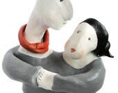 Adam and Eve -  Sculpture Couple Bust Home Decor wedding gift modern sculpture ooak gift man and woman