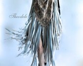 Leather Crochet Scarf/Shawl with silk fringes by Theodele