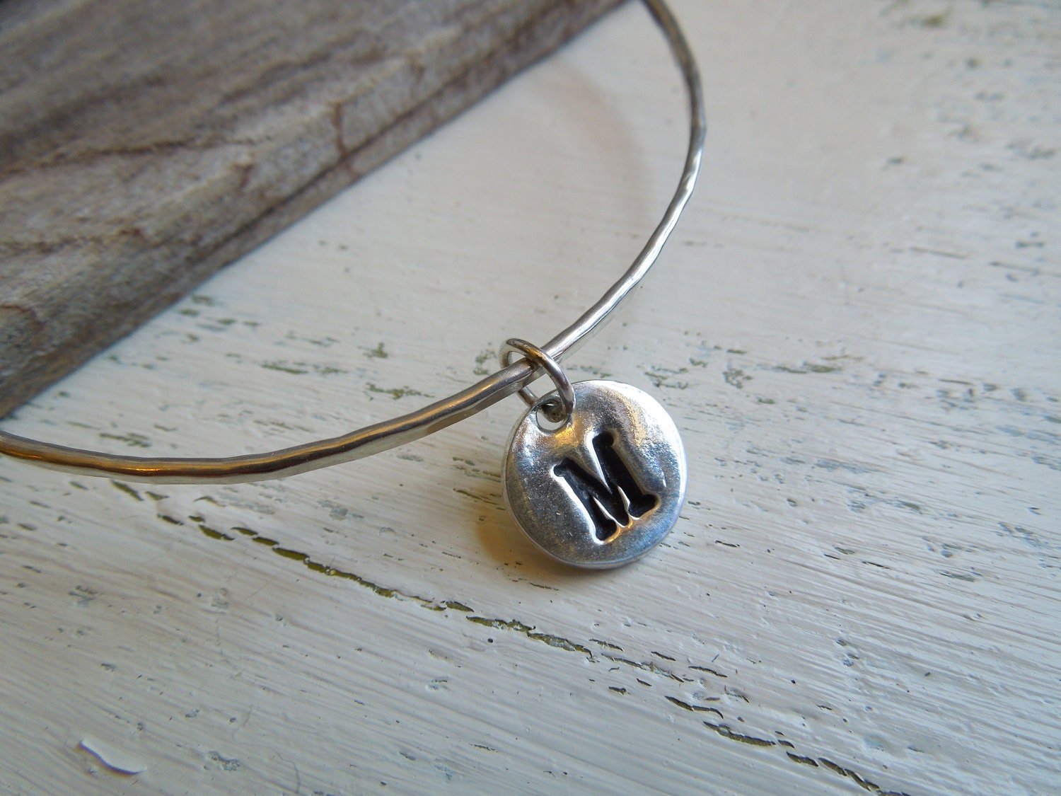 ARTisan Made Inital Bangle - Fine Silver - Sterling Silver - OOAK