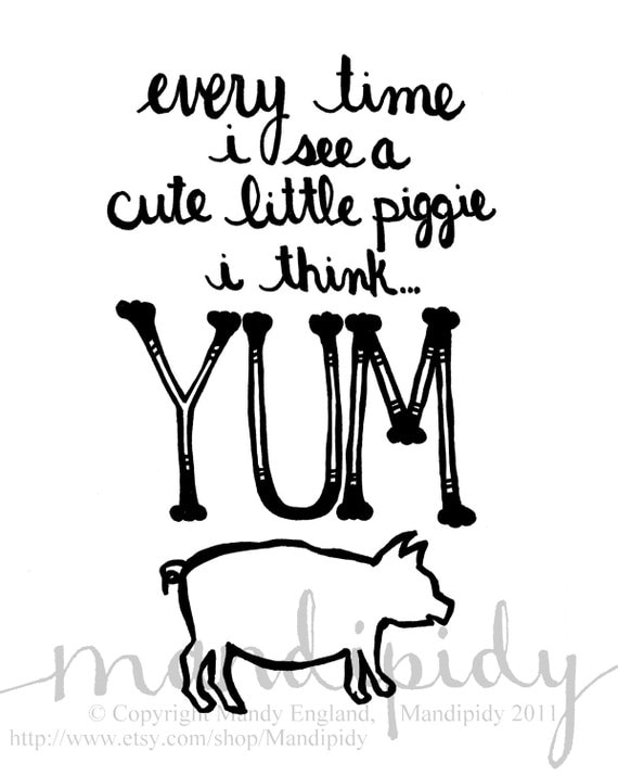 Cute little piggie... YUM - 8x10 Illustrated Print by Mandipidy
