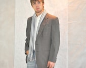 1980's Mens Sport Coat Vintage Jacket Gray Pin Striped 42L Homespunsociety Teamup