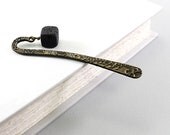 Beaded bookmark: black bookmark for men women natural stone accessory fire chakra lava gemstone by NatureLook