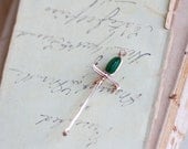 Tiny Dagger or Small Sword - Gold and Green Brooch or Scarf Holder