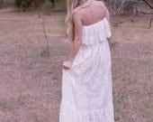 1970s Inspired Wedding Dress Strapless Lace - "Ivy"