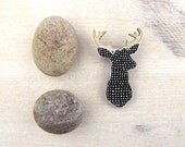 Eco friendly Brooch Black White - Doodle Stag
