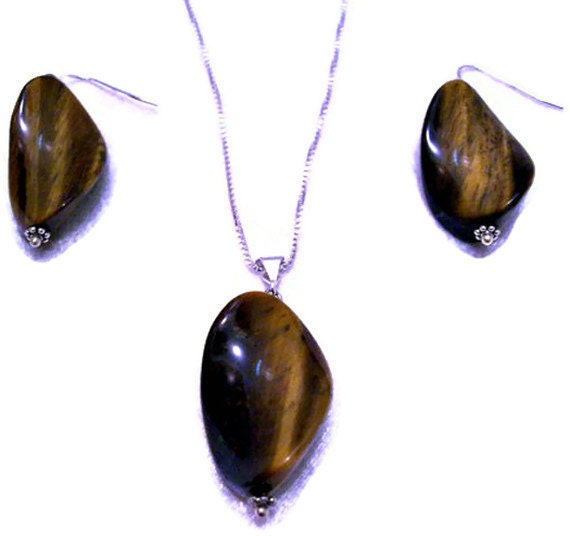 Tiger Eye Jewelry Set Sterling Silver