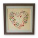 Vintage Cross Stitch Floral Heart Shaped - Shabby Cottage Decor