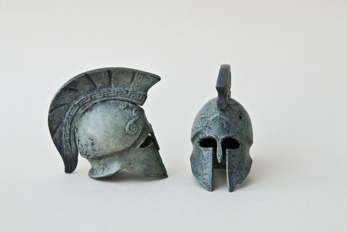 Bronze Helmet  Greek Key Crest, Ancient Greek Corinthian Helmet, Bronze Sculpture, Museum Quality Art Sculpture, Collectible Timeless Art