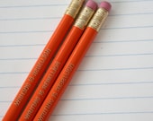 writing is rebellion pencil set of three 3 in orange. write your thoughts down and start a revolution